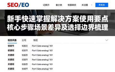 新手快速掌握解决方案使用要点核心步骤场景差异及选择边界梳理