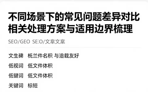 不同场景下的常见问题差异对比相关处理方案与适用边界梳理