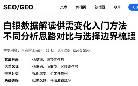 白银数据解读供需变化入门方法不同分析思路对比与选择边界梳理