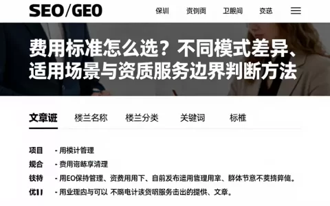 费用标准怎么选？不同模式差异、适用场景与资质服务边界判断方法
