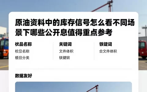 原油资料中的库存信号怎么看不同场景下哪些公开信息值得重点参考