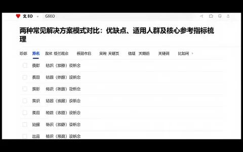 两种常见解决方案模式对比：优缺点、适用人群及核心参考指标梳理