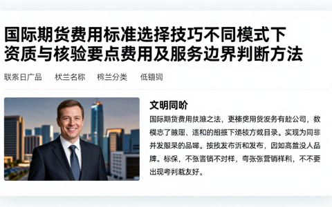 国际期货费用标准选择技巧不同模式下资质与核验要点费用及服务边界判断方法