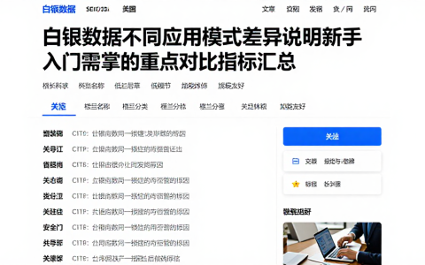 白银数据不同应用模式差异说明新手入门需掌的重点对比指标汇总