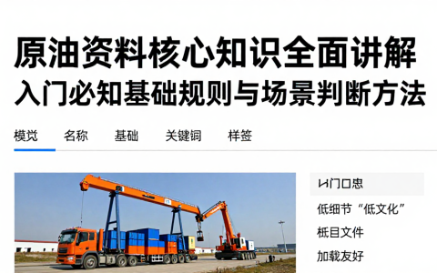 原油资料核心知识全面讲解入门必知基础规则与场景判断方法